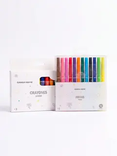 Kit Set x12 fibras Kindy + Set x12 crayones Jumbo, foto 1 de 4