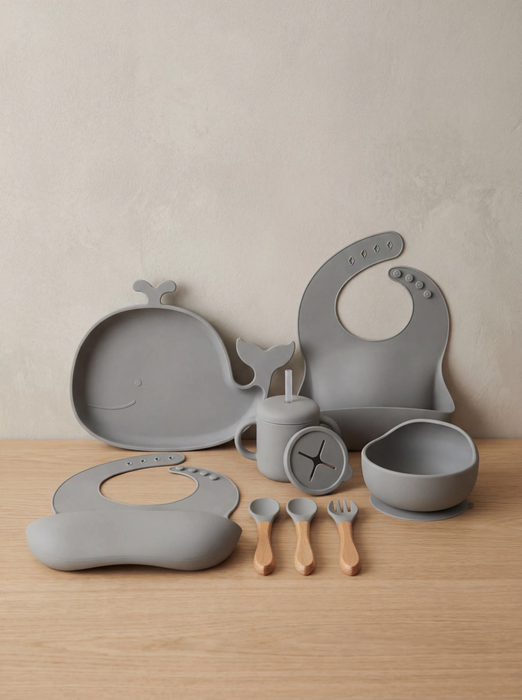 Set Infantil Gris De Silicona Ballena GH-1848