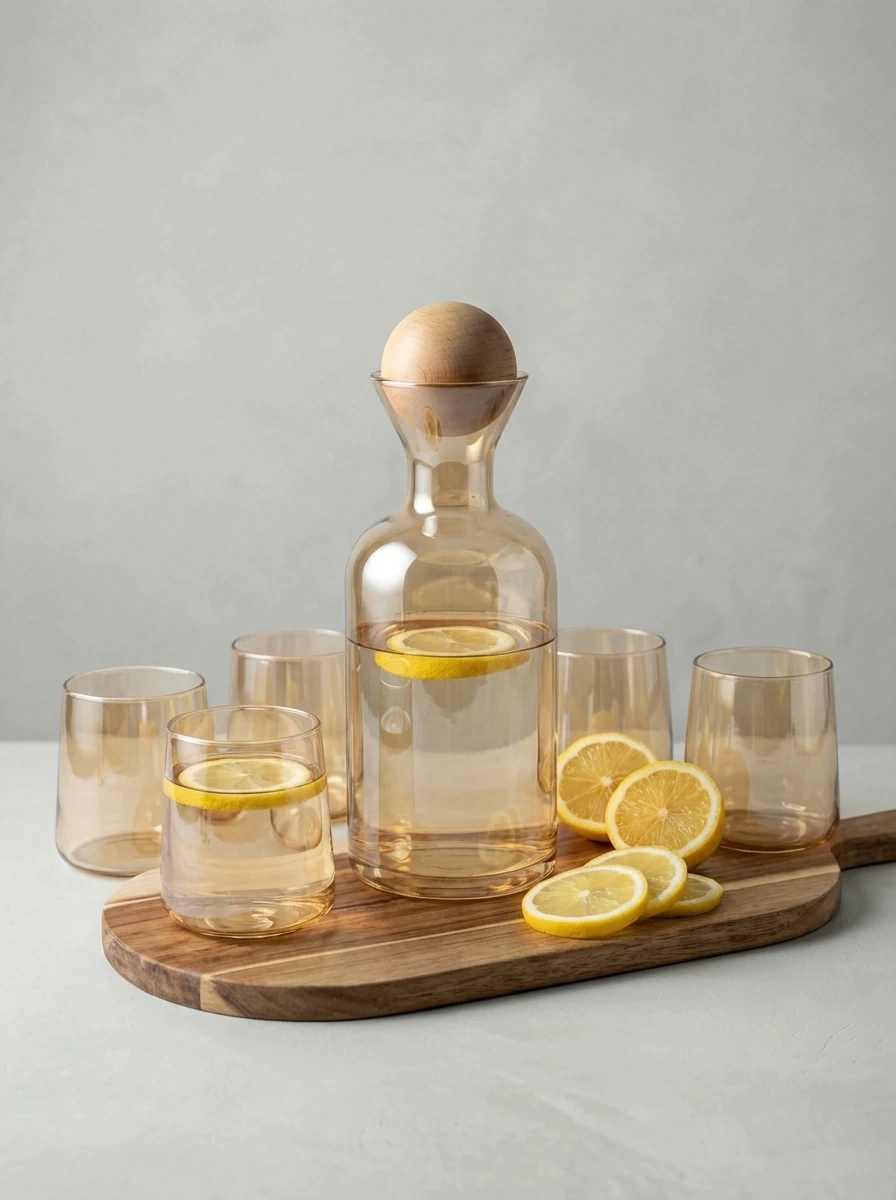Set x7 Jarra + Vasos espejados Ambar GH-2413