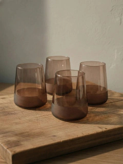 Kit vasos y copas esmeriladas bordó - 8 pzas, foto 1 de 2