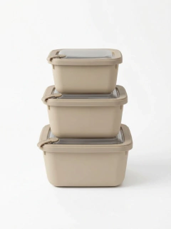 Set x3 Tuppers Cuadrados Beige GHT-025B
