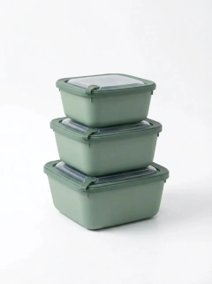 Set x3 Tuppers Cuadrados Verde GHT-025V