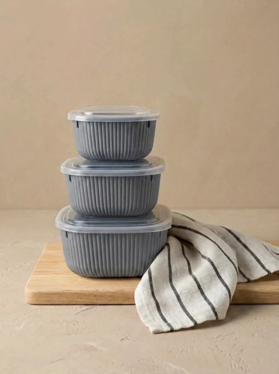 Set x3 Tuppers Rayas Gris GHT-026G