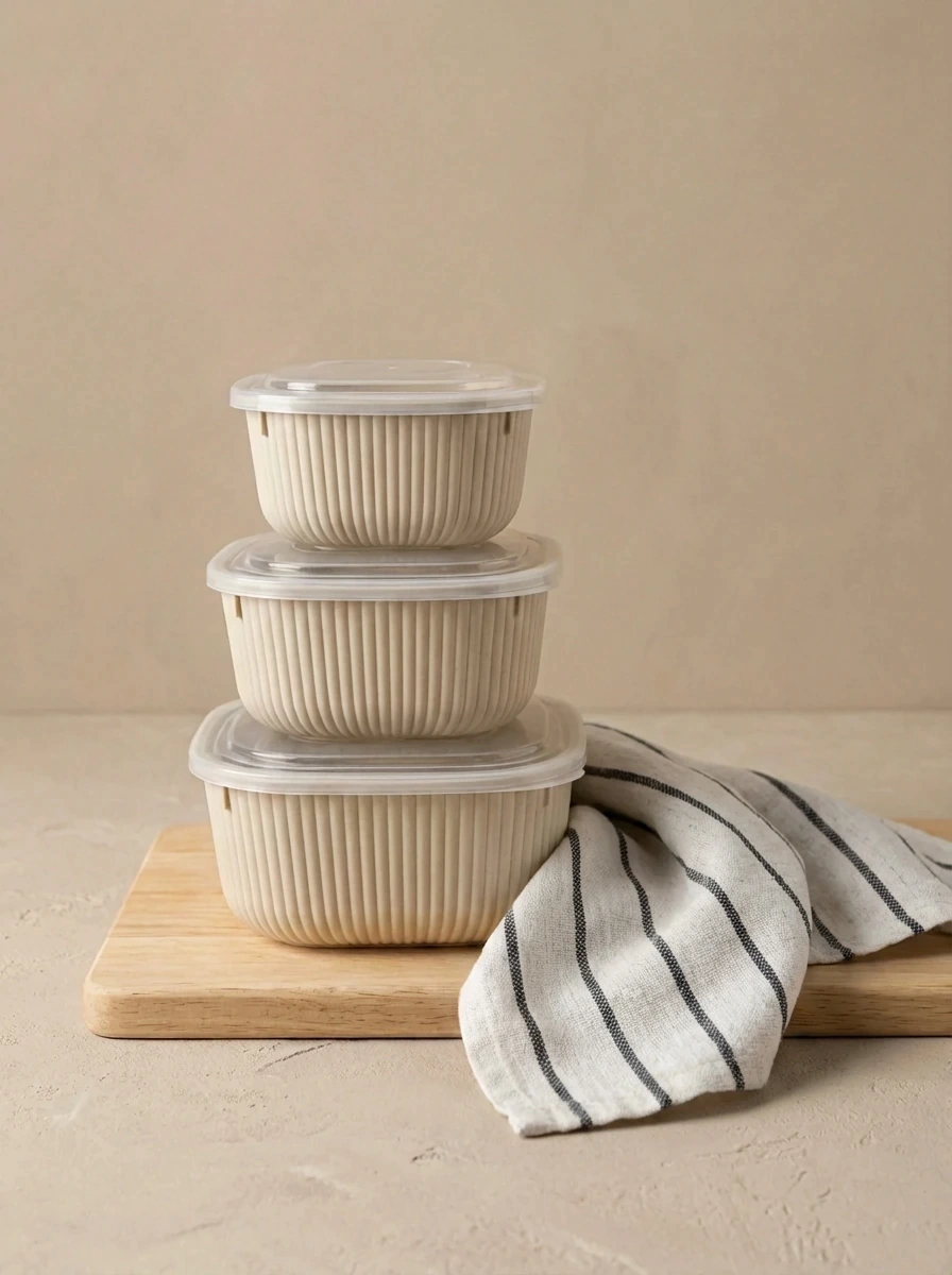 Set x3 Tuppers Rayas Beige GHT-026B