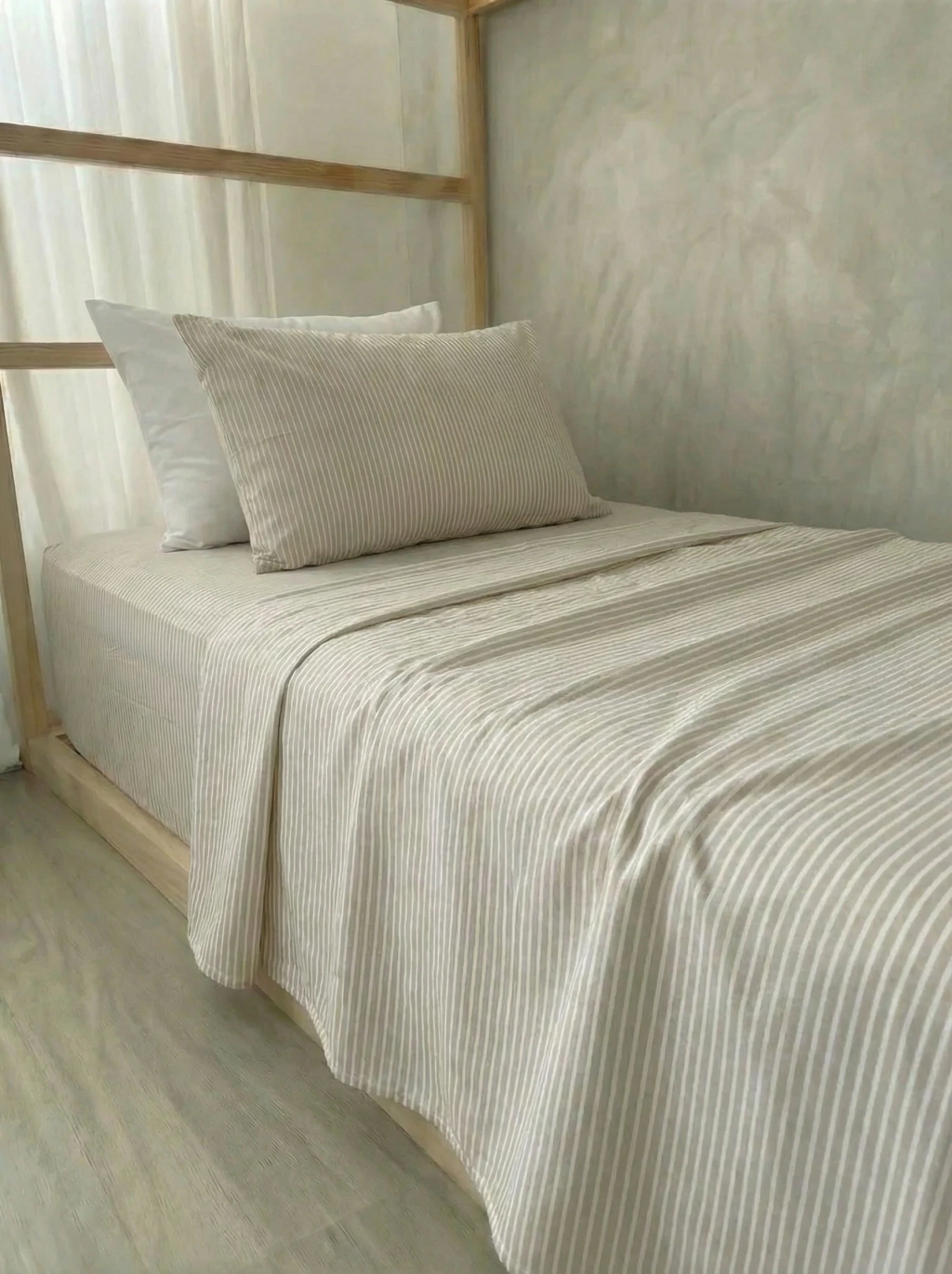 Juego De Sabanas Twin Rayado Beige GH-2030T-BE