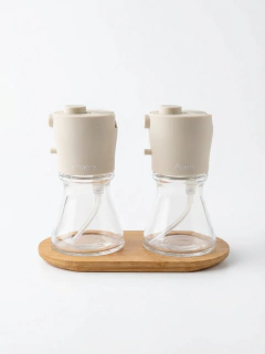 Set Condimenteros Crema + base Bambu GH-0147C, foto 4 de 4
