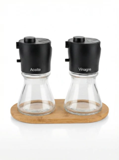 Set Condimenteros Negro + base Bambu GH-0147N, foto 3 de 3