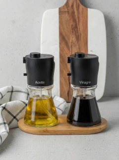 Set Condimenteros Negro + base Bambu GH-0147N, foto 1 de 3