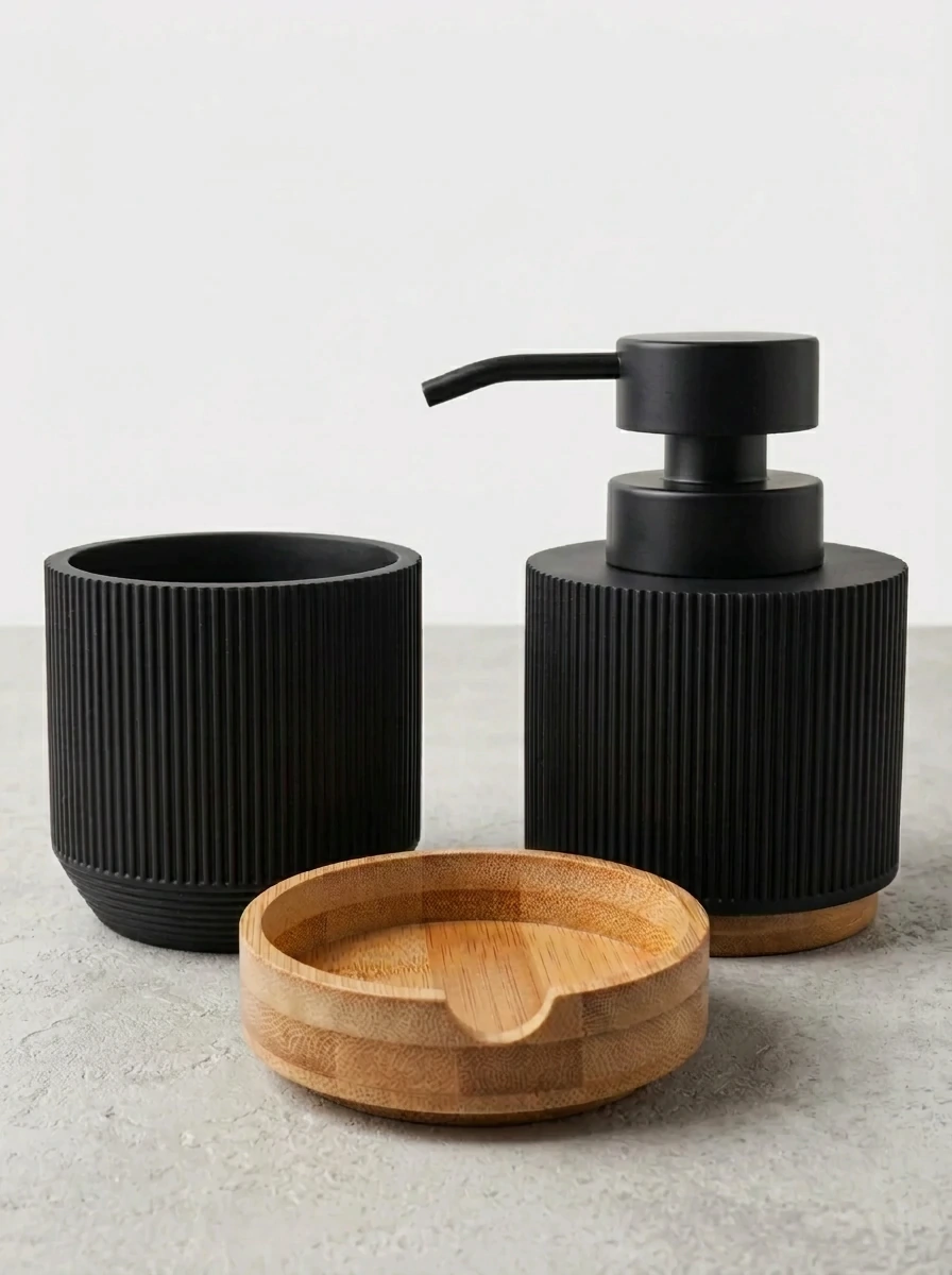 Set de Baño x3 Piezas Negro GH-0206NG