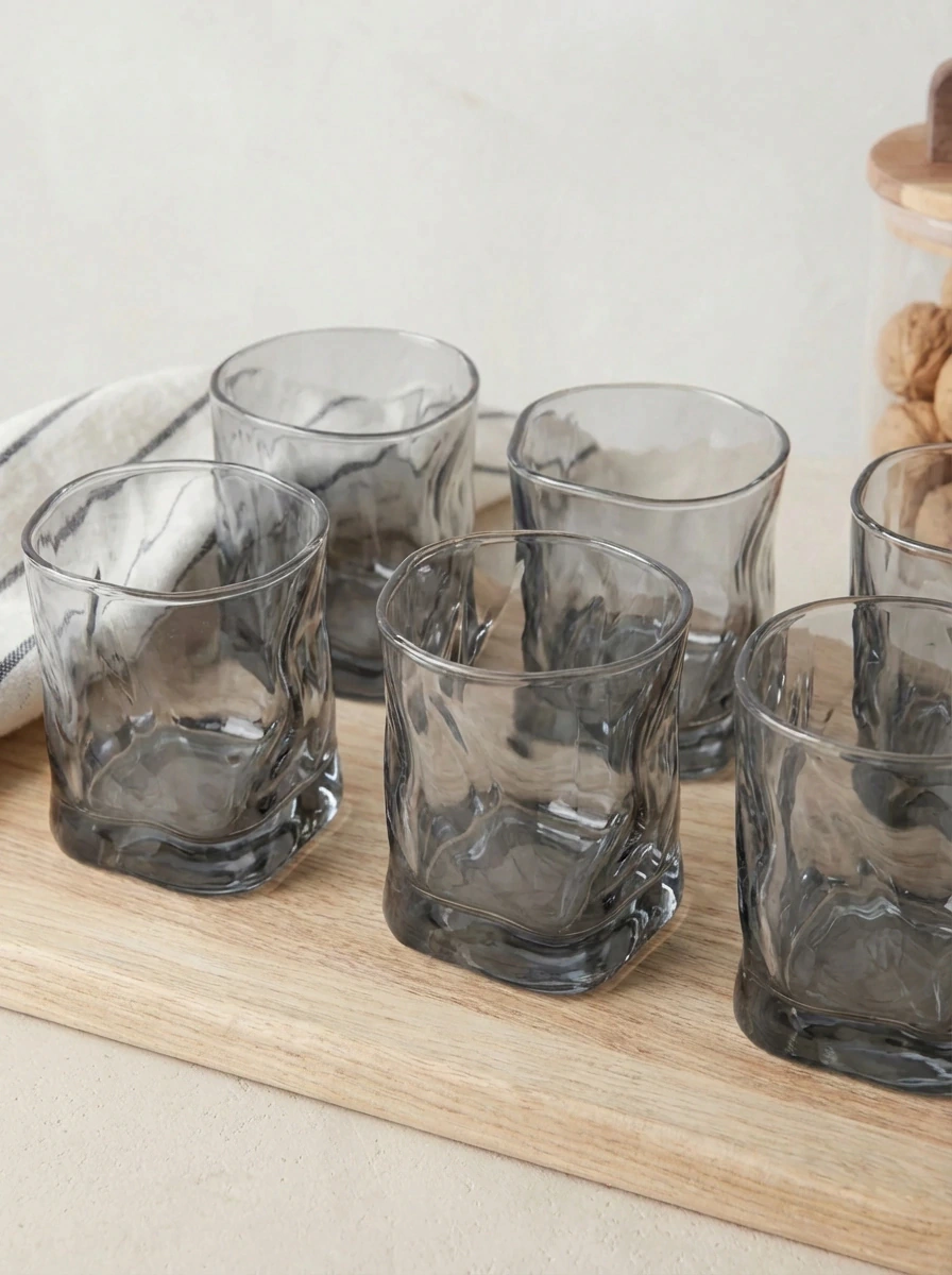 Set x6 Vasos Vidrio Twist Grey GH-2416
