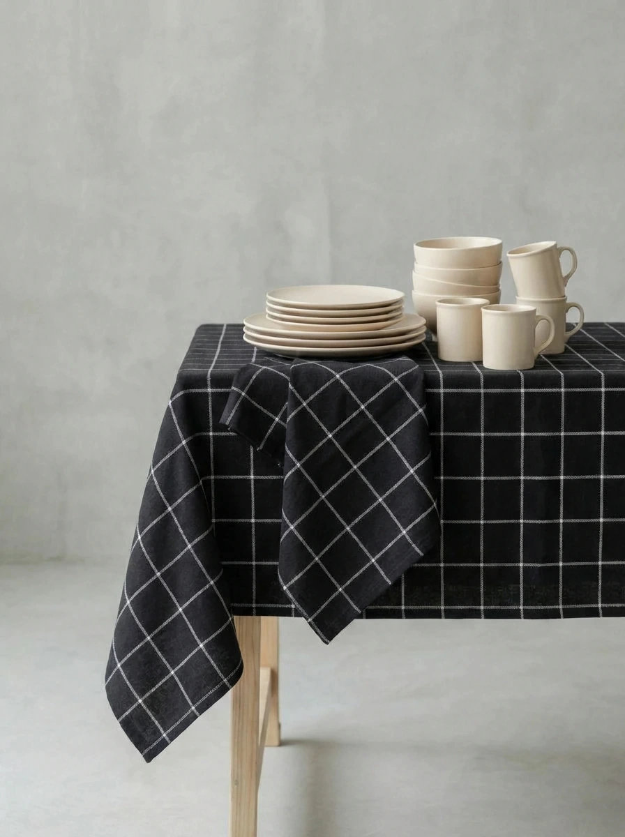 Mantel Cuadrille Negro 150x300cm GHI-963