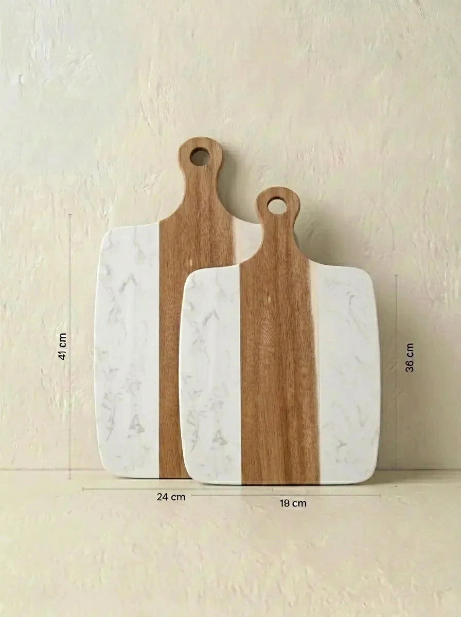 Tabla de Madera Acacia y Mármol Blanco GH-2751