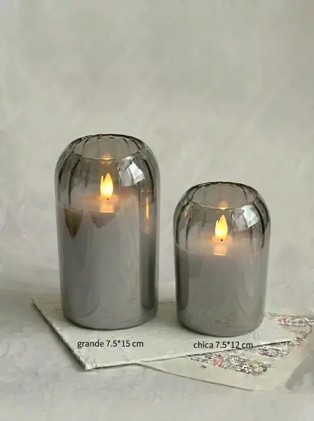Vela Decorativa Redonda Grey Lineas 7,5x15cm GH-2798