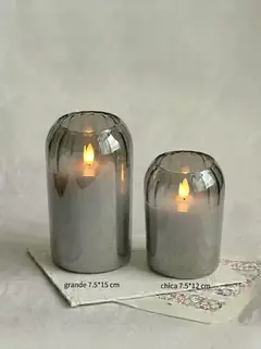 Vela Decorativa Redonda Grey Lineas 7,5x15cm GH-2798