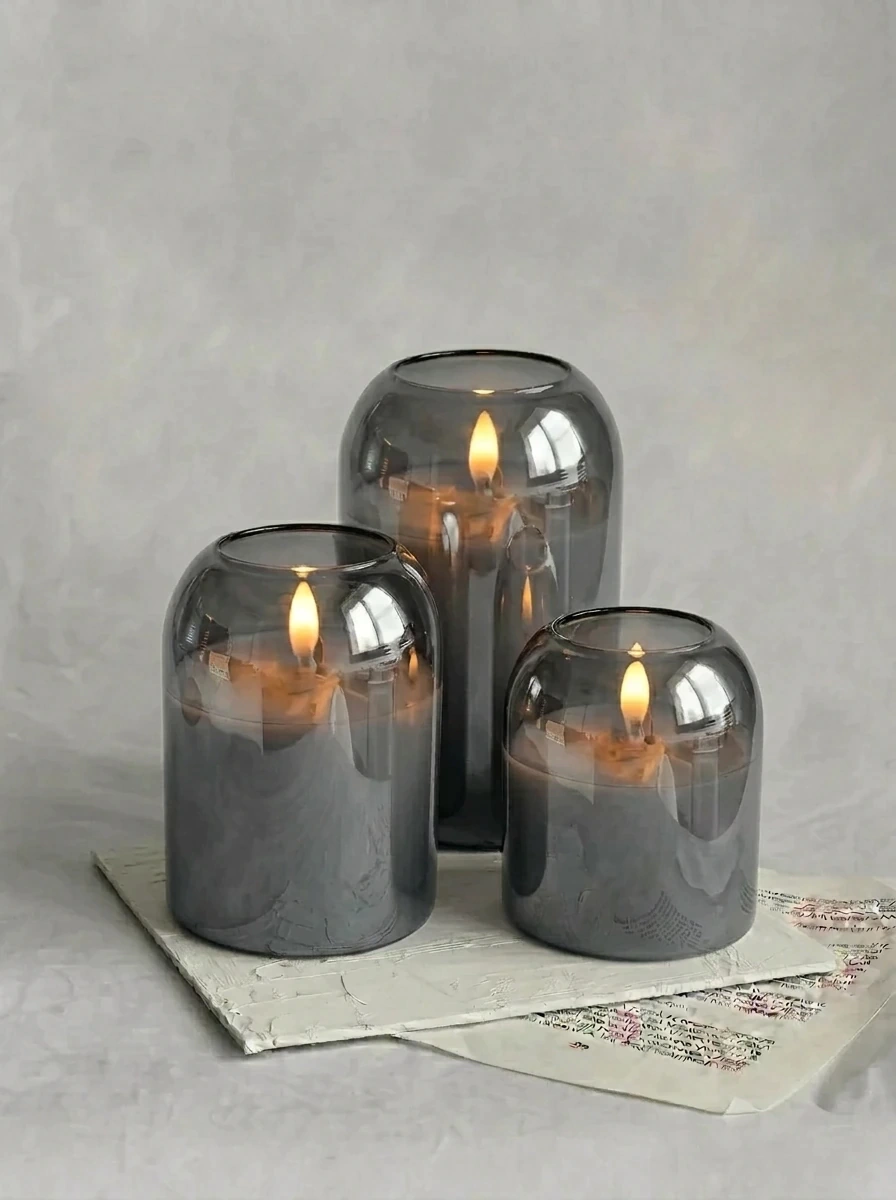 Vela Decorativa Redonda Grey 7,5x15cm GH-2795