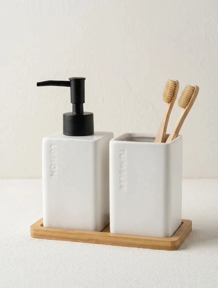 Set de Baño x3 Rustic Blanco GH-2514
