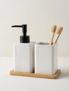 Set de Baño x3 Rustic Blanco GH-2514