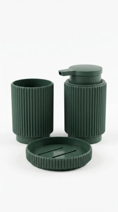 Set de Baño Efecto Silicona Verde Oscuro GH-0209VO, foto 2 de 2