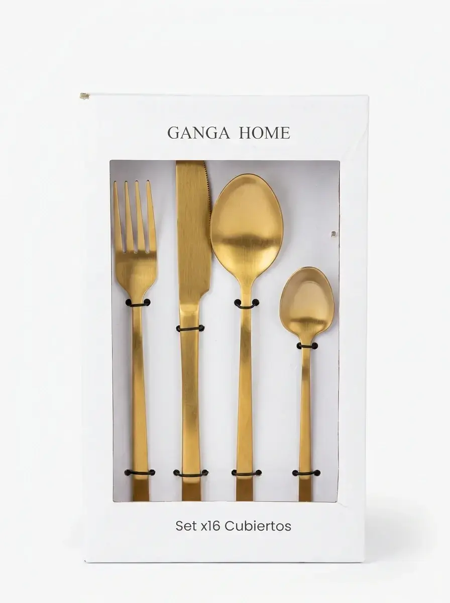 Set x16 Cubiertos Dorados