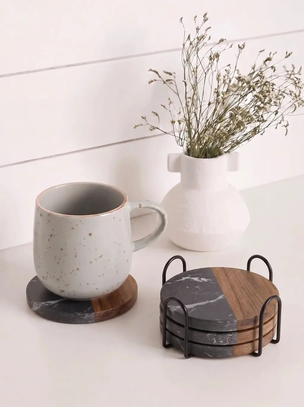 Set x4 Posa Vasos Redondo Negro