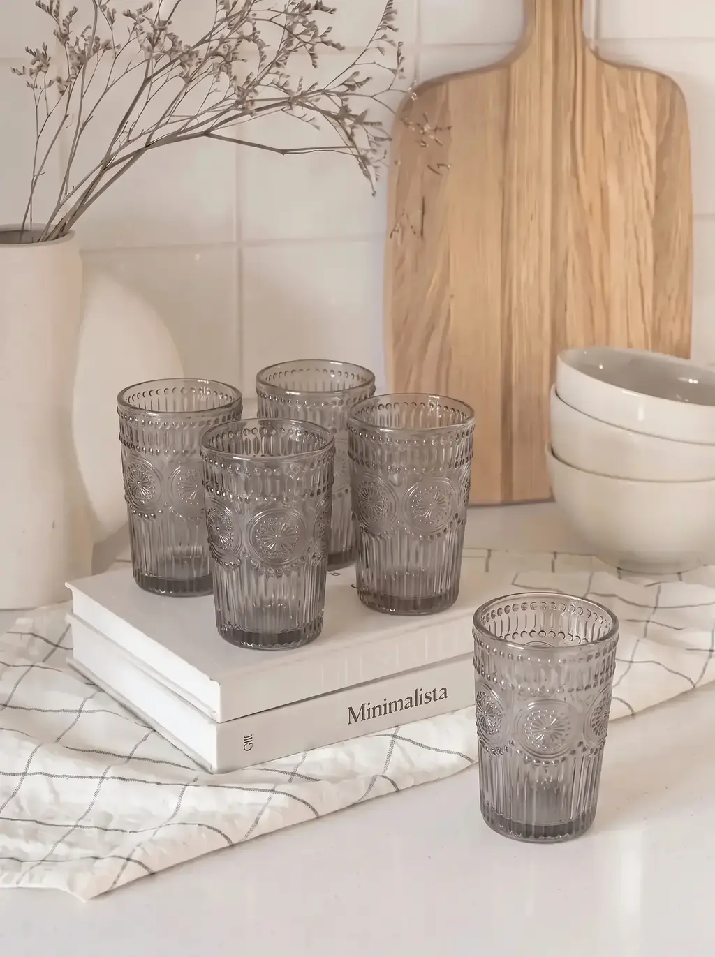 Set x6 vasos Con Arabesco Gris 370ml