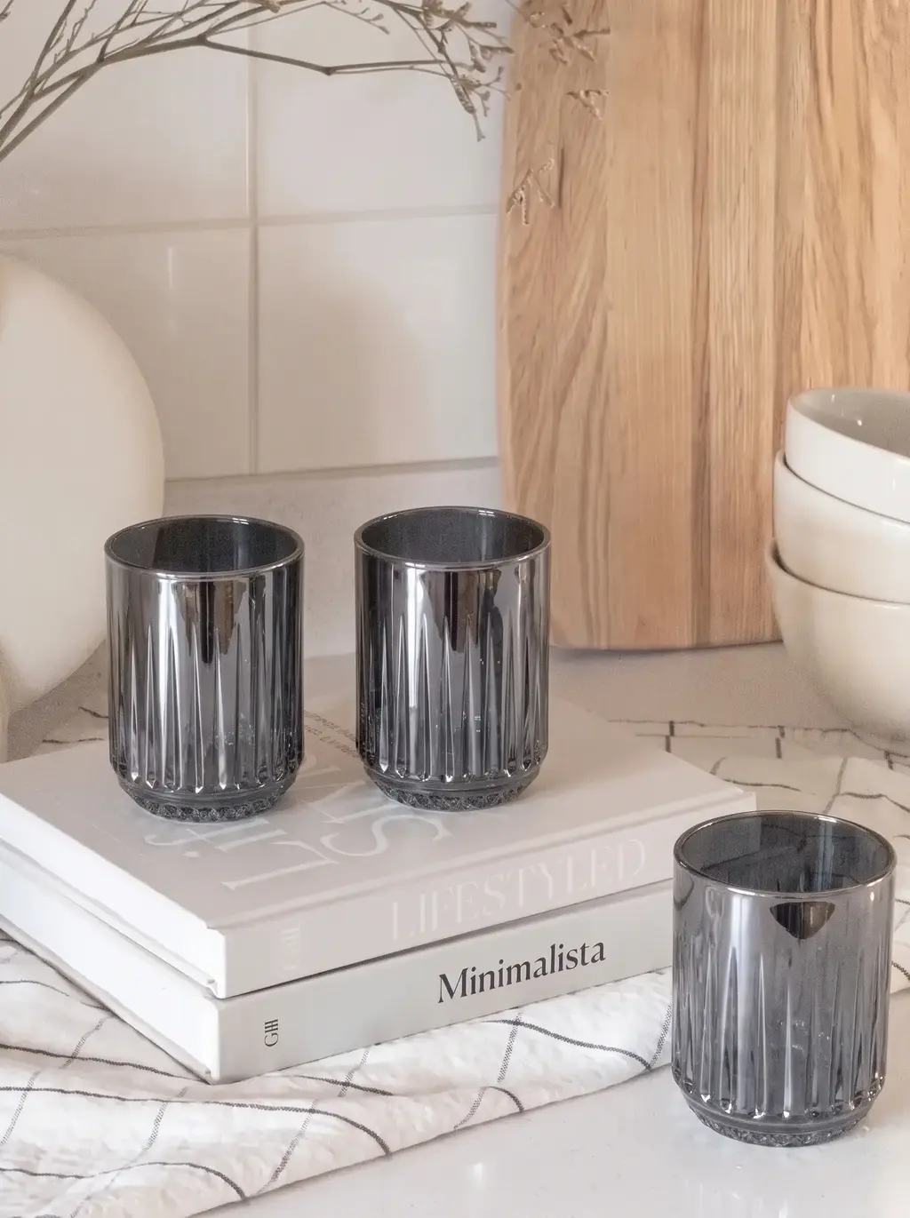 Set x6 Vasos Groove 410ml Grey