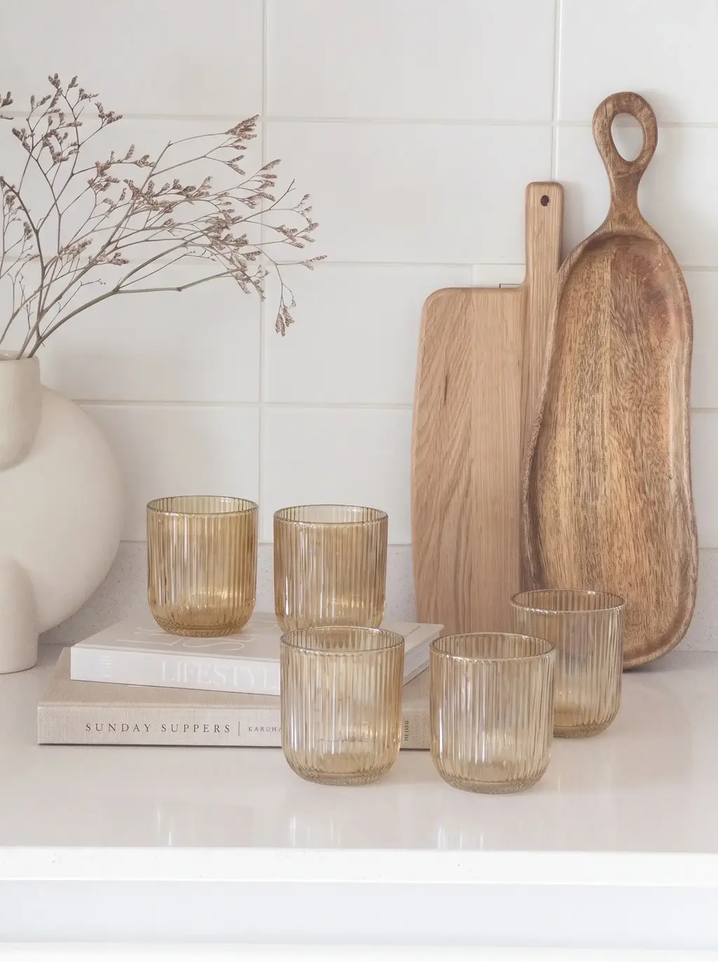 Set x6 Vasos Rayas 260ml Ambar