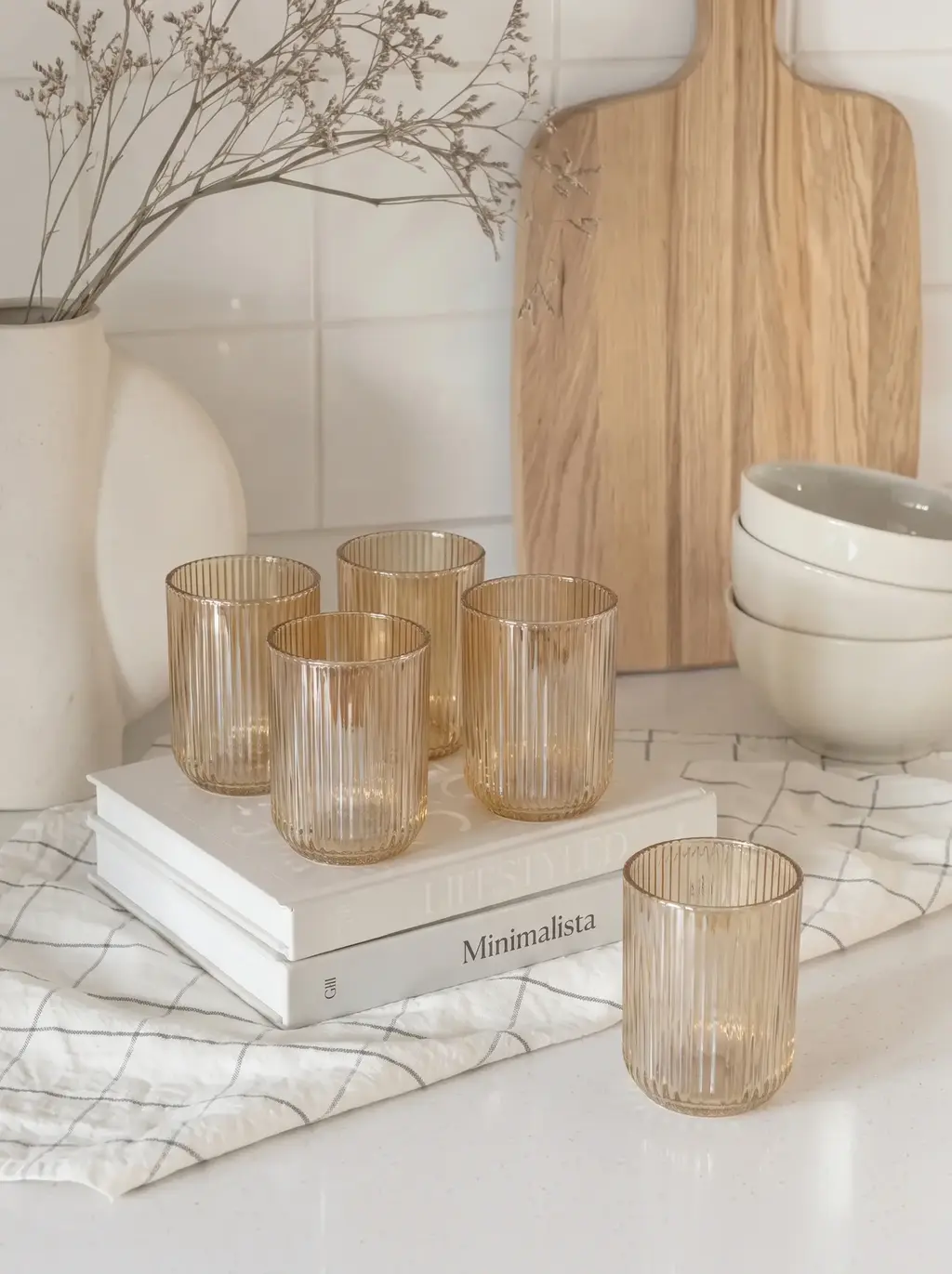 Set x6 Vasos Rayas 410ml Ambar