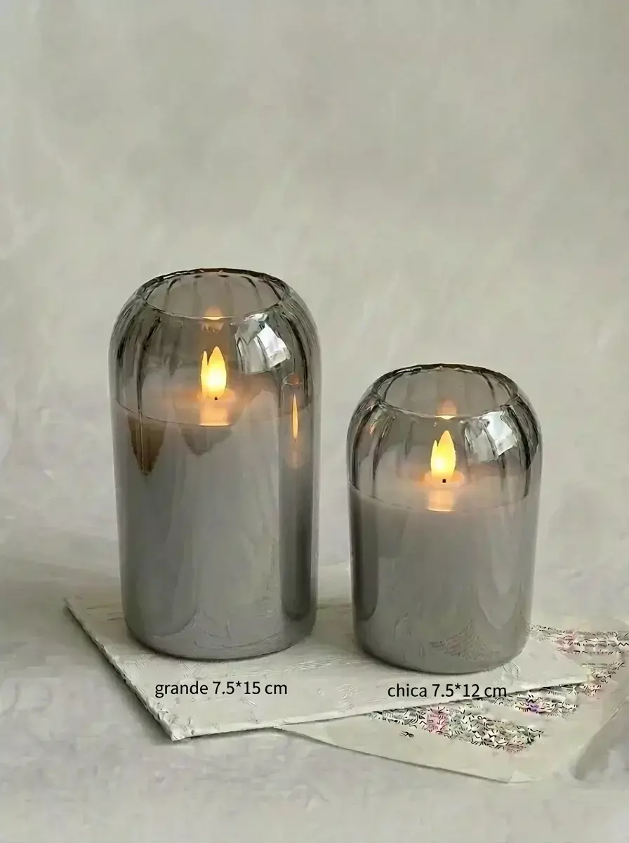 Vela Decorativa Redonda Grey Lineas 7,5x10cm GH-2796