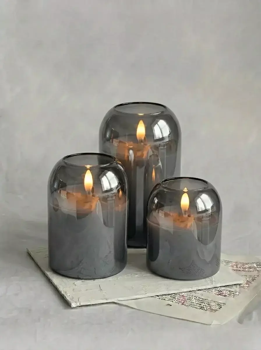 Vela Decorativa Redonda Grey 7,5x10cm GH-2793