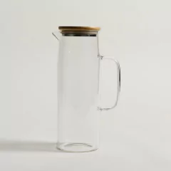 Jarra de vidrio borosilicato con tapa de bamboo y acero, foto 4 de 4