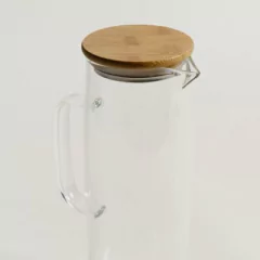 Jarra de vidrio borosilicato con tapa de bamboo y acero, foto 3 de 4