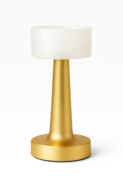 Lampara con pantalla redonda lisa con usb luz led DORADO, foto 2 de 2