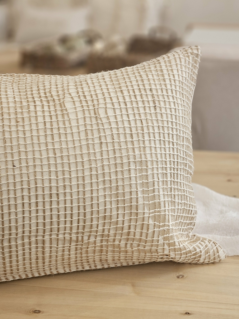 Funda de almohadon tussor yute red natural 60x40