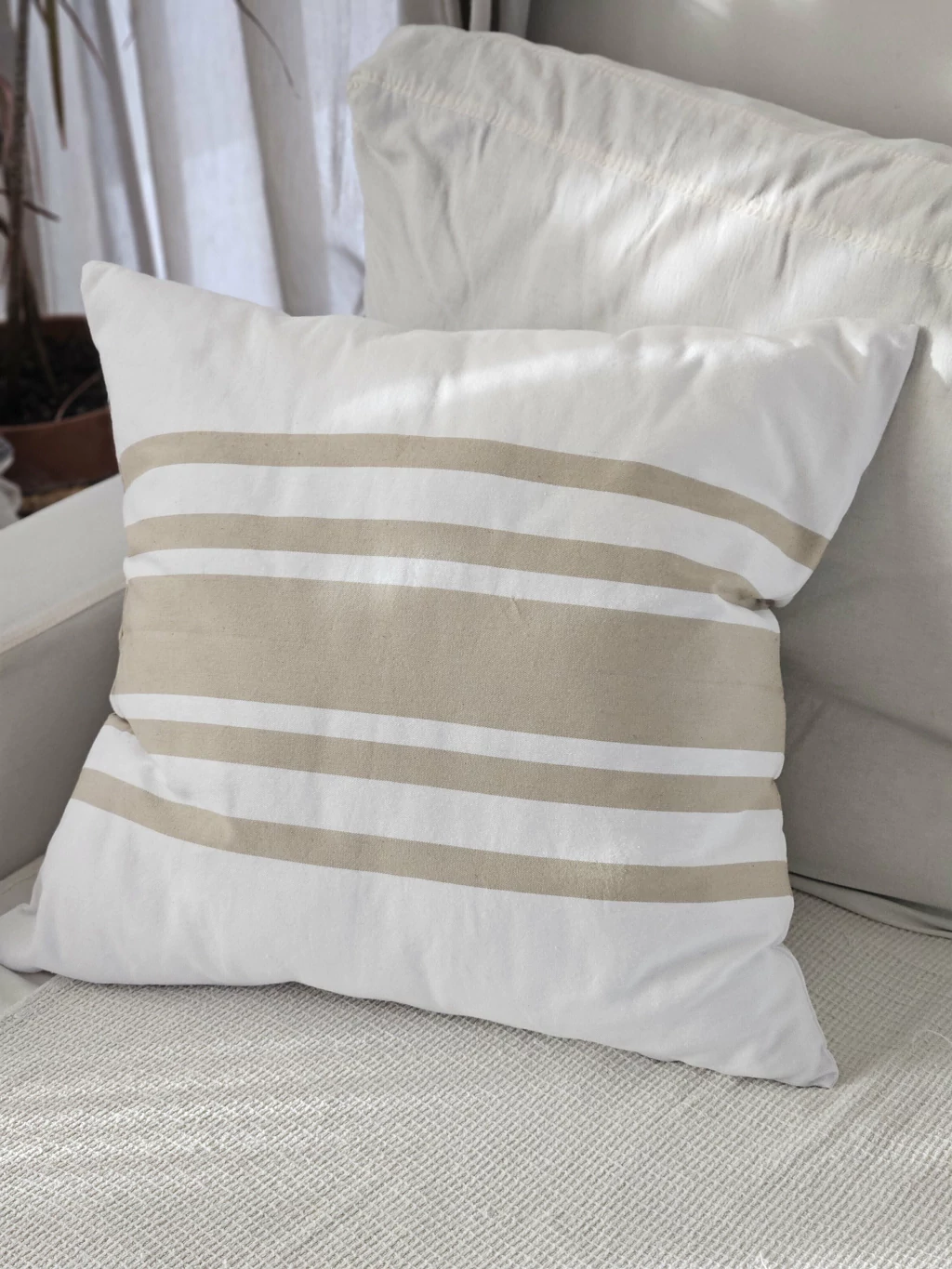 Funda de almohadon santurce tussor beige-óptico 60x60