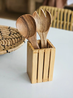 Cubiertero cuadrado tablas de bamboo, foto 1 de 3