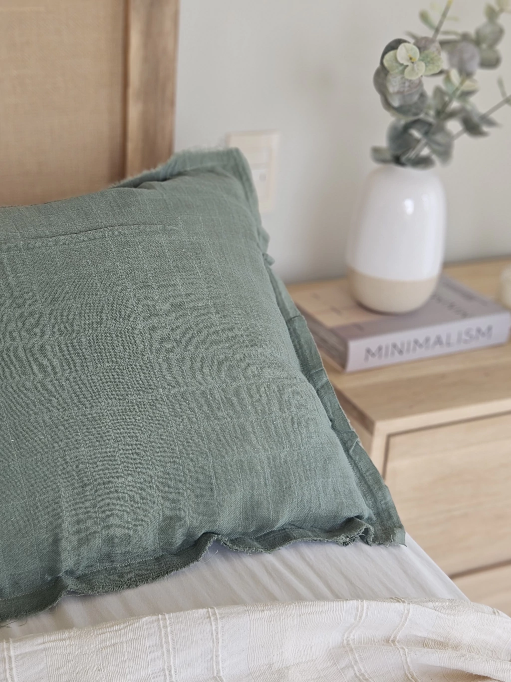 Funda de almohadon gasa 50x50- verde musgo