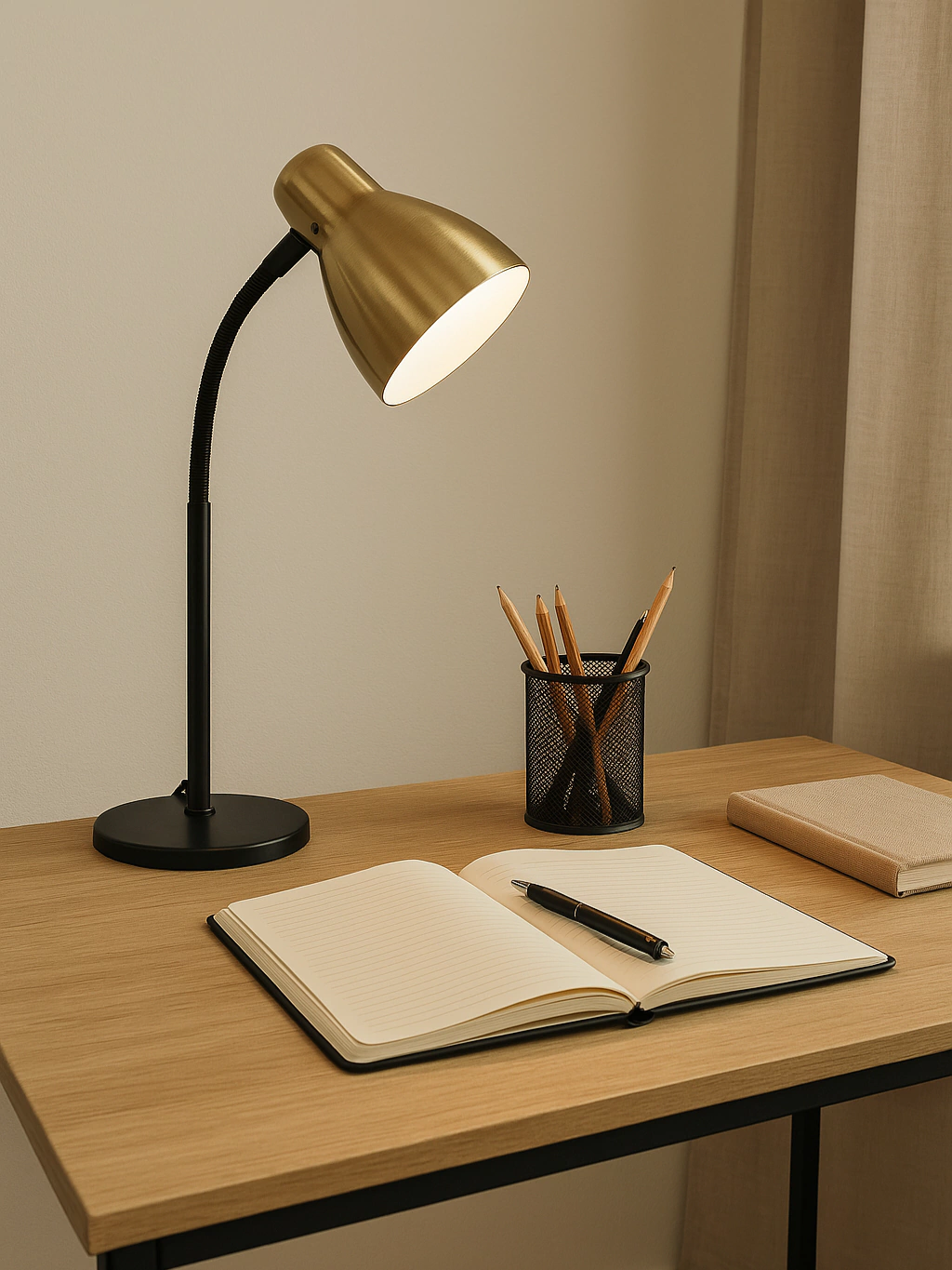 Lampara escritorio metal c/ flex base circular