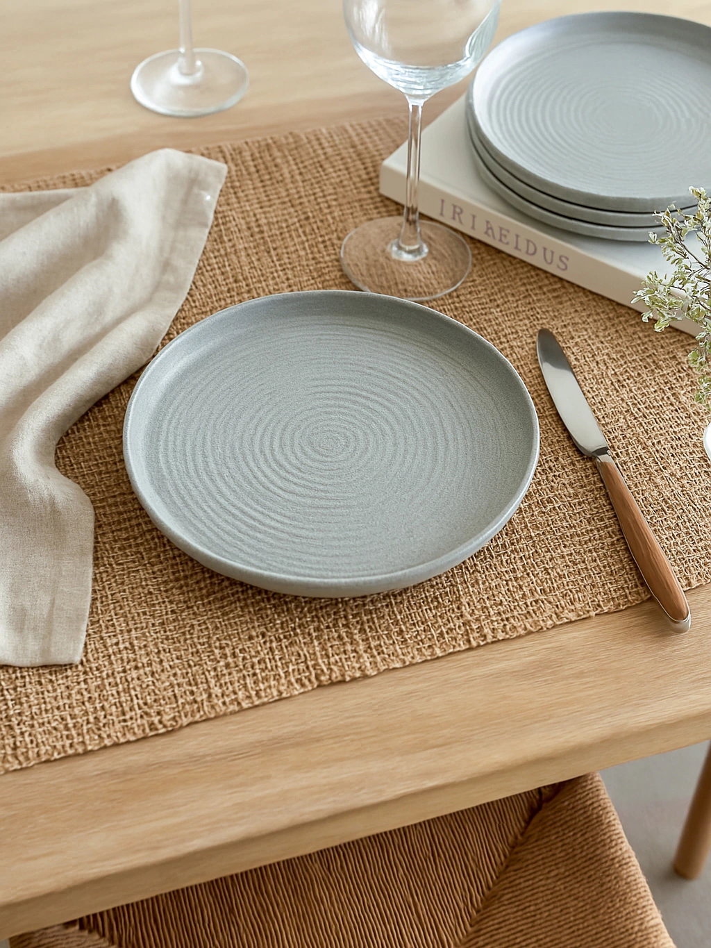 Set x6 plato postre fushion grey