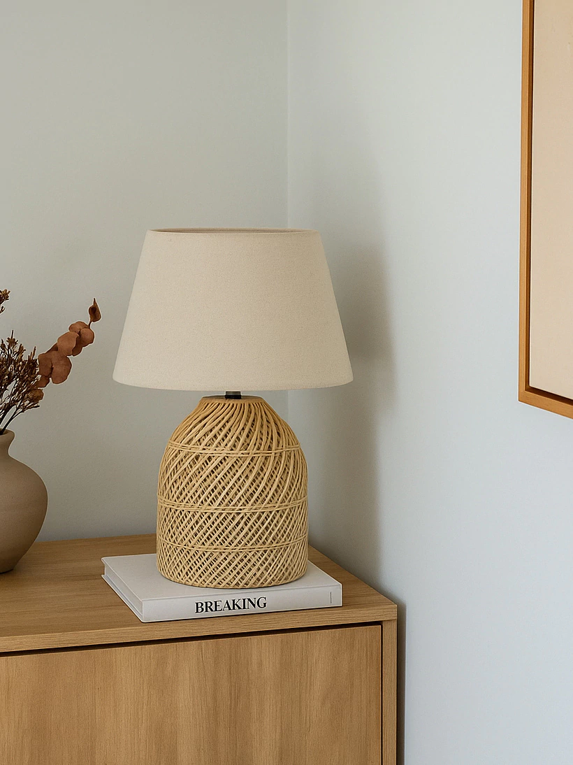 Velador rattan con pantalla tikka - 24