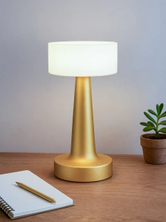 Lampara con pantalla redonda lisa con usb luz led DORADO, foto 1 de 2