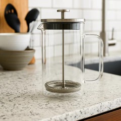 Cafetera doble vidrio termico 600ml con tapa de metal, foto 2 de 3