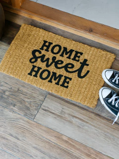 Felpudo coco con goma calada home sweet home 40x60 cm, foto 1 de 3