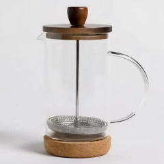 Cafetera con embolo tapa acacia y base corcho 350 ml, foto 3 de 5