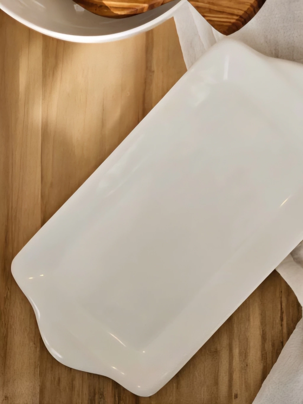 Bandeja rectangular lisa blanca