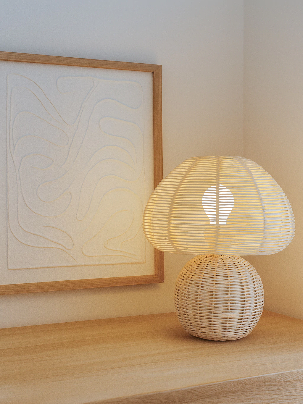 Velador rattan con pantalla tikka - 19