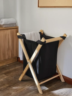 Cesto de ropa plegable negro (2 medidas)