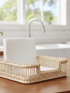 Servilletero rattan whitewashed