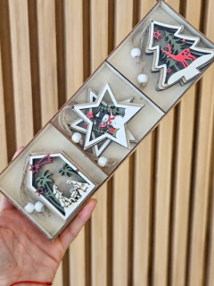 Set x6 Adornos Navideños Estrella Pino Casita