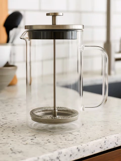Cafetera doble vidrio termico 600ml con tapa de metal, foto 1 de 3